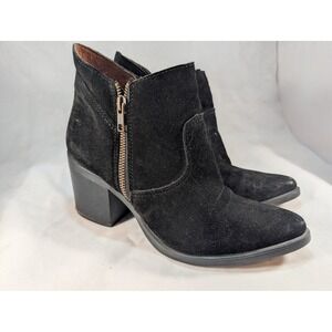 Steve Madden Whimsigoth Black‎ Suede Leather Pointed Toe Heeled Ankle Boots 8